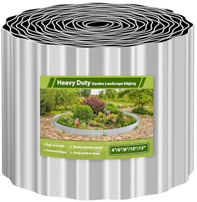 LIANTRAL Corrugated Metal Garden Edging Border, 15 cm x 6 m Lawn Edging Borders Landscape Fence Fencing for Flower Bed, Landscaping, Lawn, Yard, Paver - Silver