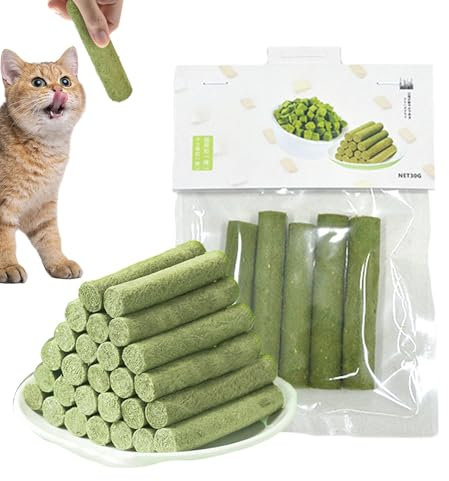 Katzengras Zähne Stick, Katzengras Leckerlis, Katzen Beißsnacks, Gefriergetrocknete Snacks für Indoor-Katzen, Zähne Stick für, Pet Sticks zur Haarballentfernung