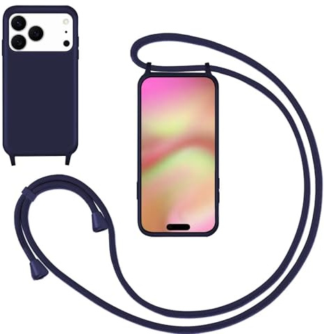 GoodcAcy Handyband für iPhone 17 Pro/iPhone 18 Pro Hülle mit Band,Blau | Kameraschutz und Bildschirmschutz,Flüssig Silikon Necklace Handyhülle Schnur Schutzhülle Case für Umhängen Case mit Kordel