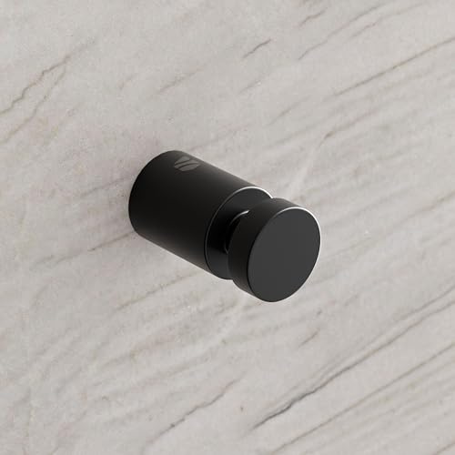 Bernstein Edelstahl Handtuchhaken OLA 2er Set selbstklebend ohne Bohren rund schwarz matt modern minimalistisch Wandmontage Badezimmer rostfrei