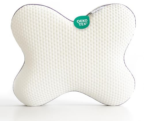 MaxxGoods orthopädisches Schmetterlingskissen aus Memory Foam + Kissenbezug - Kopfkissen ergonomisch - Nackenstützkissen atmungsaktiv für Seitenschläfer, Rückenschläfer, Bauchschläfer - für Allergiker
