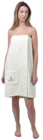 Sauna-Kilt Handtuch für Damen aus 100% Baumwolle – Weiches Saunahandtuch, leichtes Wickelhandtuch & Bademantel, essentielles Sauna-Zubehör, Dusche & Trockensauna – Luxusgeschenk – Cremefarben