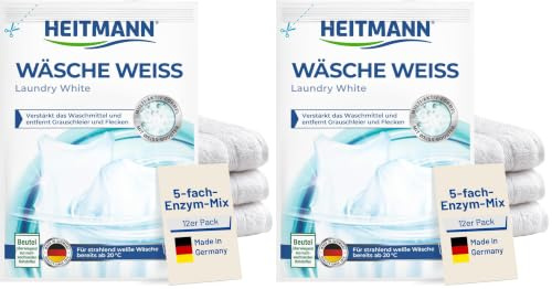 HEITMANN Wäsche-Schwarz | Farbauffrischer für schwarze Kleidung | Erneuert und schützt tiefes Schwarz | Mit echter Textilfarbe gegen Grauschleier | Für alle Waschtemperaturen | 50 g (Packung mit 2)