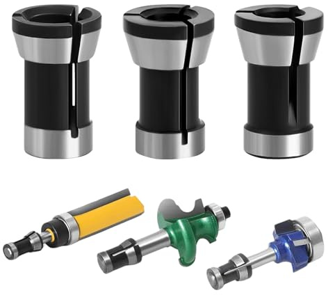 3pcs Router Collet Adapter Set, 6mm 1/4 8mm - Precision Chuck for Trimmer, Engraving & Milling Machine