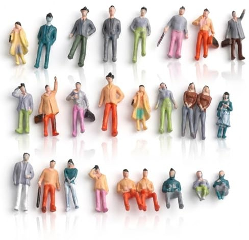 KAHZOR 50 Stück Mini Figuren Menschen, 1:75 Kleine Figuren Menschen, H-25Mm Für Bauen Mini Figuren Menschen Museum, Modelleisenbahn Zubehör, Miniatur Menschen Figuren, Puppen Action Figuren