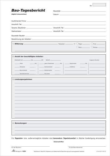 RNK Verlag Vordruck ´BauTagesbericht´, SD, Block, DIN A4