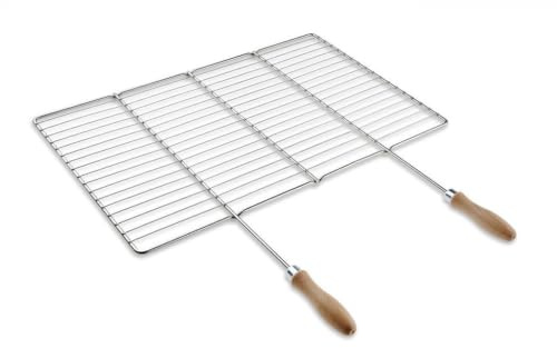 Griglia barbecue inox 68 × 38 cm con manici | Telaio completo con manici