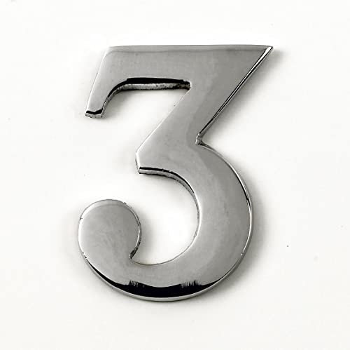 Black Country Metal Works 1.5-2 Inch Self Adhesive Solid Brass Numbers & Letters Chrome Finish (3)
