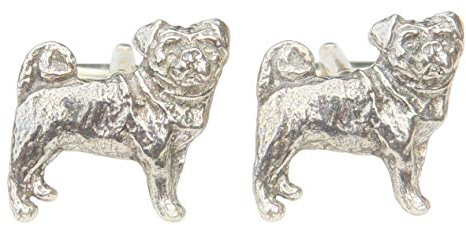 Manschettenknopfe Mops, Handgegossen von William Sturt aus Deutsche Zinn (Pewter)