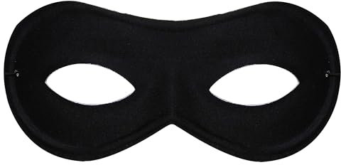 Black Superhero Mask - Pack of 1 - Black Eye Mask on Elastic String - Hero and Villain Fancy Dress Costume Accessory