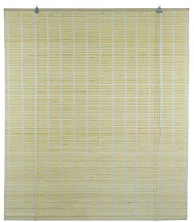 Bambusrollo Fenster Sichtschutz Rollos in Bambus Raffrollos aus Holz Einfache Montage (B110 x H135 cm, Natur)