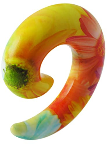 Monster Piercing 10MM bunt Sun Flower Muster UV Acryl Spirale verjüngt Sich Ohrstecker Piercing