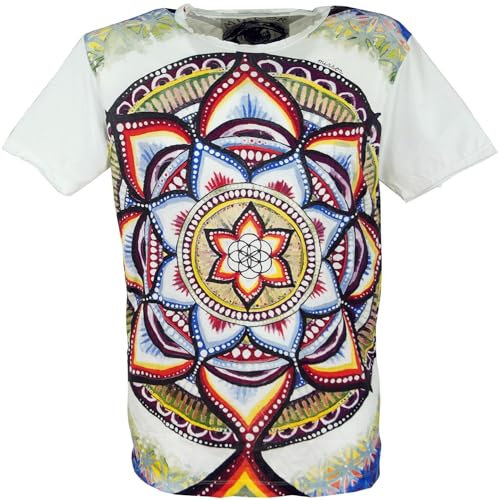 GURU SHOP Mirror T-Shirt - Mandala/Weiß, Herren, Baumwolle, Size:M