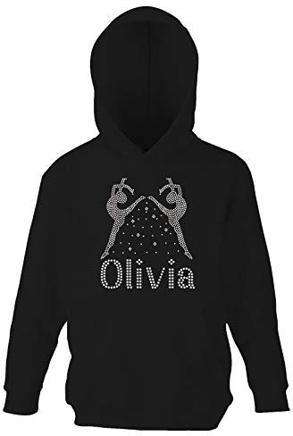 Varsany Gymnastik-Kapuzenpullover für Mädchen, Spiegel-Design, perfekt für Ballett, Tanz, Gymnastikgeschenk, Schwarz , 9 - 10 Jahre