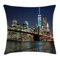 ABAKUHAUS New York Kissenbezug, Brooklyn Brücke, Wasser und Schmutz resistent Stoff Digital Druck Für den Innen oder Außen Bereich, 40 x 40 cm, Blau Schwarz