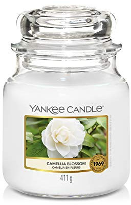 Yankee Candle Duftkerze im Glas (mittelgroß) | Camellia Blossom | Brenndauer bis zu 75 Stunden | Garden Hideaway Kollektion