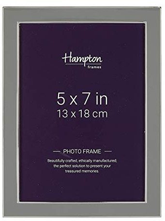 Hampton Frames | Photo Frame | 5x7 (13x18cm), Grey, Silver Plated, Rectangular | Enamel Inlay, Drop-In Back, Freestanding Landscape or Portrait | Display for Photos