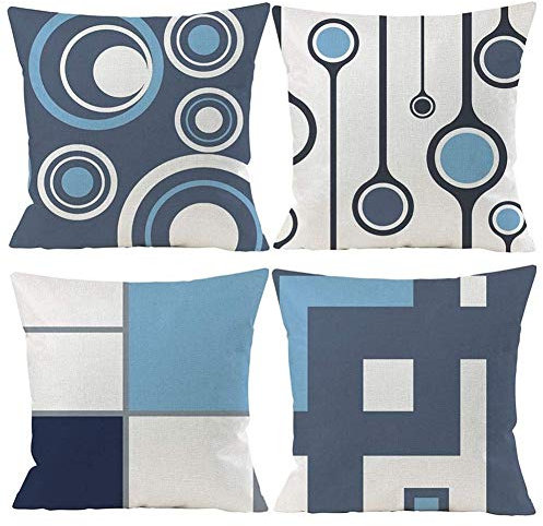GSP Gspirit 4 Pack Cuscini Divano Moderni Blu Cotone Biancheria Tropicale Decorativo Copricuscini Divano 45x45 cm