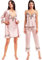 Laura in - Pigiama da Donna in Raso setoso Tinta Unita Lingerie Pigiami con Pizzo Set da 5 Pezzi Robe Accappatoio, Camicie da Notte, Top, Pantaloni, pantaloncini-1102RosaL