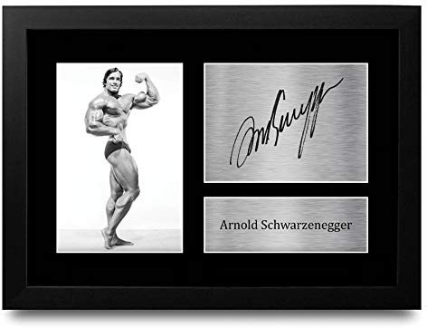 HWC Trading FR A4 Arnold Schwarzenegger Mr Olympia Gifts gedrucktes signiertes Autogramm Bild für Bodybuilding-Fans – A4 gerahmt