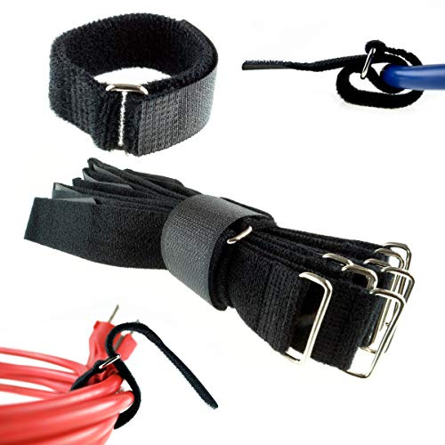 Goodymax® 50 x MultiLoop Klettkabelbinder 40 cm mit Metallöse Schwarz - Beidseitiger Flauschteil für Alle Anwendungen - Kabelbinder nachhaltig und wiederverwendbar