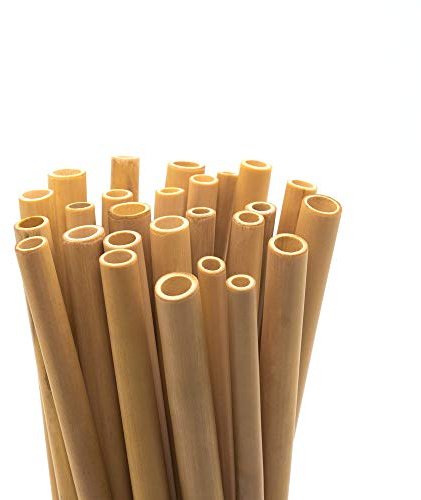TXV Mart Disposable Reusable Bamboo Drinking Straws 100 pcs, BPA Free, Eco-Friendly 100% Natural, Biodegradable, and Compostable, Heavy Duty, Party, Weddings, Picnics, Holidays