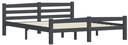 vidaXL Kiefernholz Massiv Bettgestell Holzbett Futonbett Bett Doppelbett Massivholzbett Bettrahmen Lattenrost Schlafzimmerbett Dunkelgrau 160x200cm