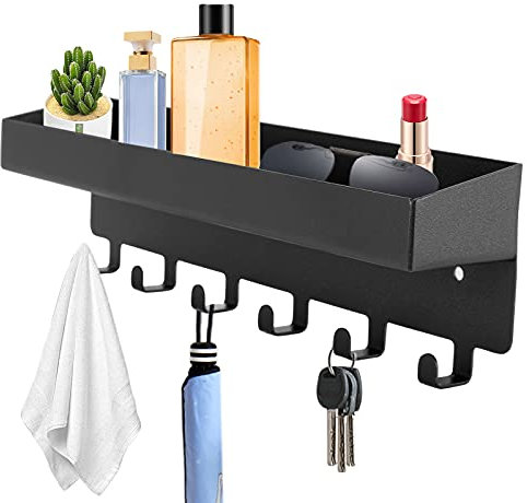 LUNEKUCK Porte Clef Mural Accroche Clé Noir Courrier Métal Rangement Clefs Vintage Support Murale Porte-Clés Original 6 Crochet pour Salon Salle de Bain Cuisine Bureau