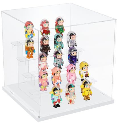 Nynelly 5 Ebenen Vitrine aus transparentem Acryl, Funko Pop Präsentationsbox, Vitrine Staubschutz für Actionfiguren, Sammlerspielzeug, weiß, 31.7 cm x 30 cm x 31.5 cm