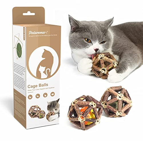 Potaroma Lot 3 Jouets Chat Matatabi Herbe à Chat Balle Cage Grelot | Matatabi et Herbe à Chat, Balle Cage Naturelle, Grelot, Jouet à Mâcher pour Chats d’Intérieur