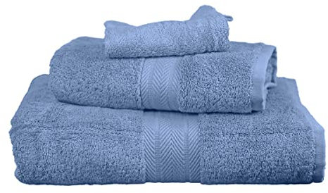 Sensei Maison - Ensemble de Bain 3 pièces (1 Drap de Bain + 1 Serviette de Toilette + 1 Gant) Luxury - - Cobalt