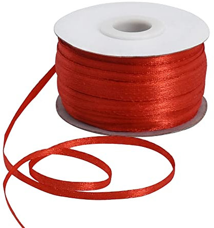 3mm x 200 m, rot, dünnes solides Satinband doppelseitig gewebtes Bänder zum Basteln Aufhängen von Etiketten Einladungskarten Luftballons Blumenstrauß Haare Geschenkverpackung Party-Dekoration