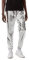 LucMatton Herren Jogginghose Metallic Glänzend Disco Party Elastische Hose, silber, 3XL