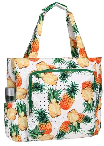 Chase Chic Strandtasche mit Reißverschluss, Große Wasserdichte Sanddicht Sommer Schwimmbad Badetasche Damen, Modischer Shopper Handtasche für Reisen(Gelbe Ananas)