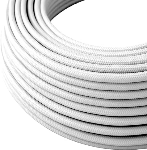 1 Meters / 3.28FT Braided Cables, LEDSONE 2 Core Electrical Cable, Vintage Braided Flex Cable Fabric Electrical Wire for DIY Lamps Industrial Pendant Lights Lighting Appliances (White)