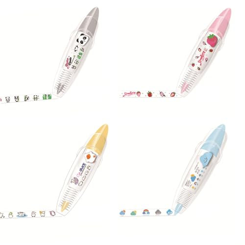 Yqhugbc 4 Stück Korrekturroller, Correction Tape Korrekturroller, Einziehbare Korrekturbänder, Korrekturband mit Muster, Mini Niedlich Korrekturband, für Kinder, Scrapbooking, DIY-Dekoration