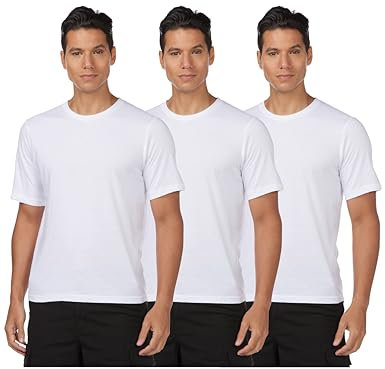 JACK & JONES Mens Tshirt Multipack Cotton Short Sleeve Crew Neck Tee Top for Men - Pack of 3 - White - L