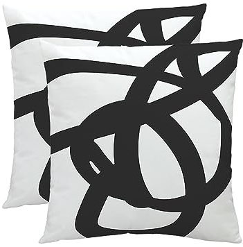 HYZUIMEI Doppelseitiges Design, schwarz-weiß, moderne Dekokissenbezüge für Heimdekoration, Boho-Design, Schlafzimmer, Bett, Outdoor, Couch, Sofa, 45,7 x 45,7 cm, 2 Stück