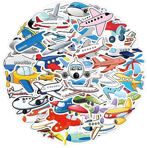 AUCEKO 60 Stück Flugzeuge Aufkleber Pack Plane Sticker Set wasserdichte Vinyl Sticker für Laptop Kinder Autos Motorrad Fahrrad Skateboard Gepäck Koffer Computer Aufkleber Graffiti Decal