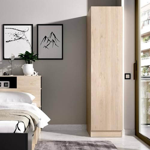 Dmora - Armoire Polyvalente 1 Porte Cusna, Cintre pour Chambre à Coucher, Armoire Multifonction, 41x52h184 cm, Chêne