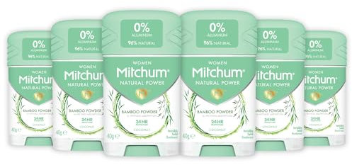 Mitchum Deostick, natürlich, ohne Aluminium, vegan, nicht an Tieren getestet, 96 % natürliche Inhaltsstoffe, Kokosnuss, 40 g, 6 Stück