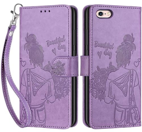 SIENIANLINE Handyhülle für iPhone 6 / iPhone 6s Hülle, Premium PU Leder Flipcase Schutzhülle Klapphülle mit Kartenschlitz und Faltbare Brieftasche Hülle für iPhone 6 / iPhone 6s - Lila