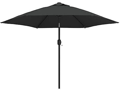 KRHINO Sonnenschutz Balkon, Sonnenschirm mit LED-Leuchten und Stahlmast 300 cm Anthrazit UV-beständigem Polyester Patioschirm Gartenschirm Terrassenschirm Tischschirm Martkschirm