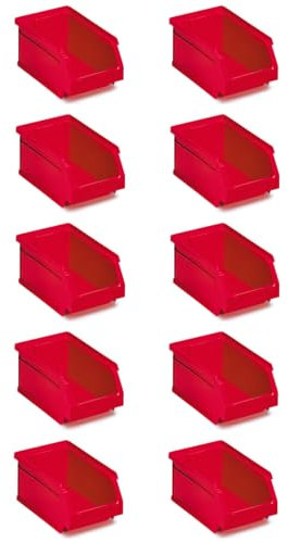 Tayg Lot de 10 bacs en plastique empilables n°53 – Organiseur à vis, tiroir, boîte de rangement, bacs en plastique rectangulaires, 33,6 x 16 x 13 cm