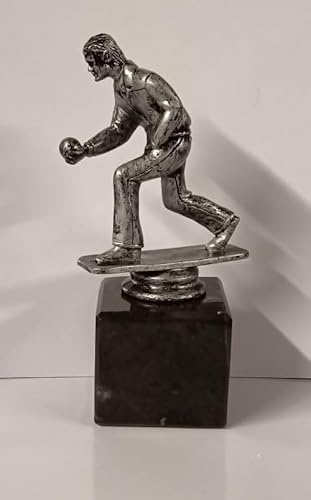 TroShow Male Lawn Bowls antique silver Trophy award with marble base 150mm Free Engraving -twt-cl