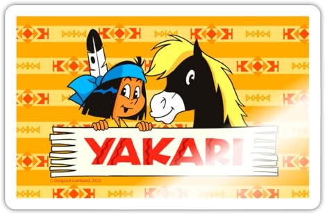 Spreadshirt Yakari und sein bester Freund kleiner Donner Sticker, max. 10x10 cm, 10 x 10 cm, Weiß glänzend