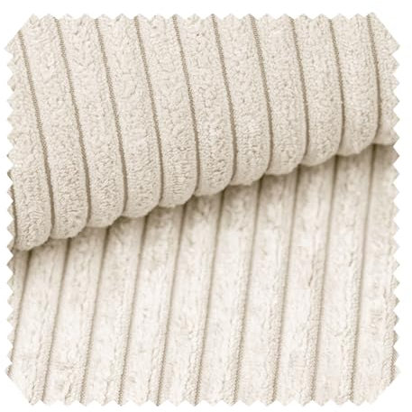 novely® PORTO - Polsterstoff in Breitcord-Optik - Ultraweicher Möbelstoff - Pflegeleichte Meterware 1 lfm Farbe: 105 Creme Biskuit