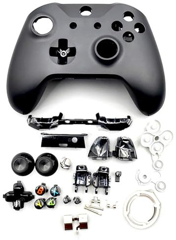 Komplettes Set für XboxOne S Extra Gehäusegehäuse, Schwarz, Ersatz für Xbox One S Wireless Controller Modell 1708, DIY Außengehäuseabdeckungen, mittlere Halterung, Tasten, Griffe, ThumbSticks, 30