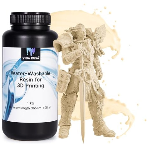 VIDAROSA wasserlösliches 3D-Drucker-Schnellharz 1KG, LCD-Fotopolymerharz für LCD/DLP 3D-Druck, Standard-UV 405nm-Aushärteharz, Schnellhärtend, Hohe Präzision, Haut