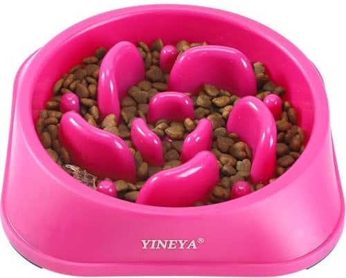 YINEYA Gamelles pour chien de grande race, gamelles pour chien de grande race, gamelles de nourriture lente pour chien, gamelle pour chien qui ralentit l'alimentation (rose rouge)